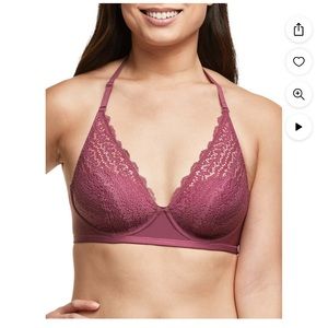 Comfort Crush Lace Wireless Bra, Mulberry Purple